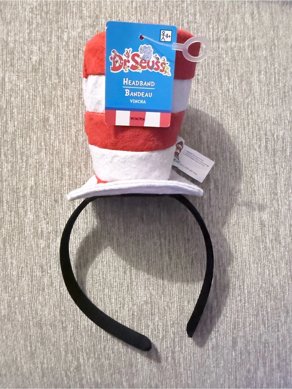 NWT Dr Seuss Cat in the Hat Shirt & Headband Set Kids XS/S Halloween Costume